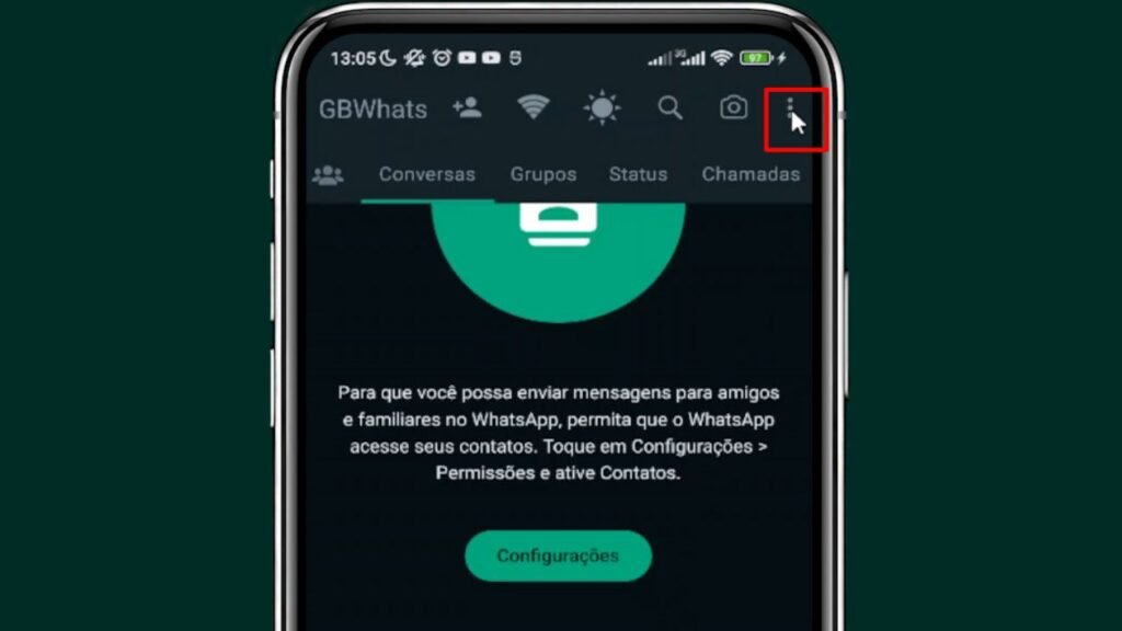 Passo 1 do tutorial "Como fazer backup do Whatsapp GB - Passo 1" do site Dicas do Aprendiz
