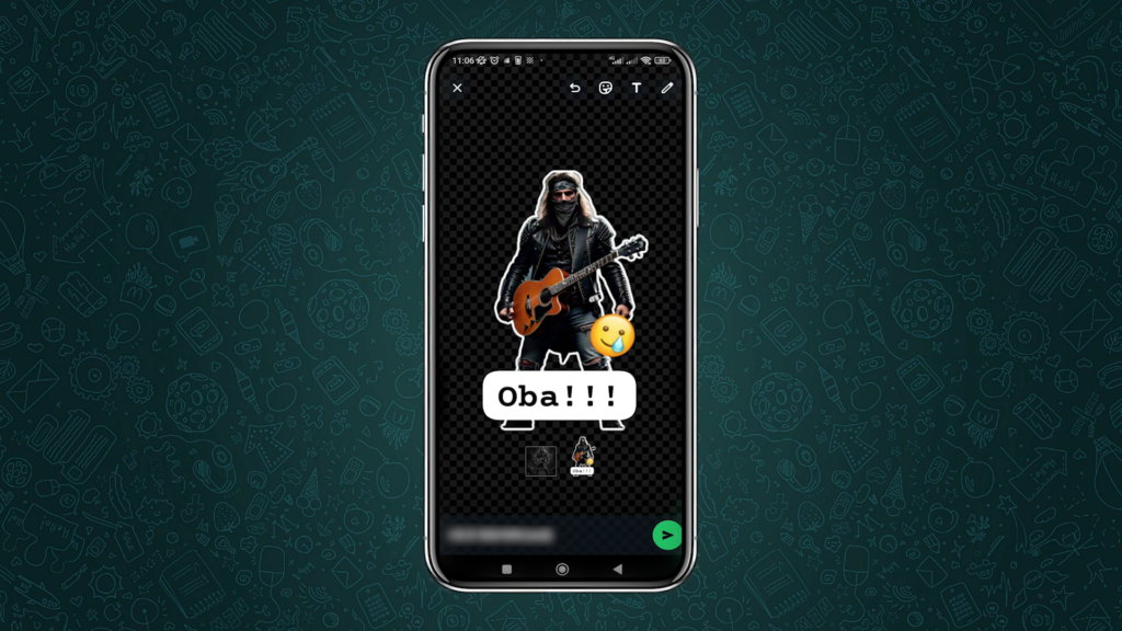Tela de personalização da figurinha no WhatsApp